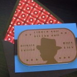 A unique custom cowboy themed 1st birthday party invitation with a silhouette of the child.