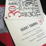 A unique, custom Art Deco themed 30th birthday party invitation.