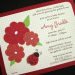 A whimsical, ladybug inspired custom baby shower invitation.