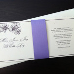 A modern, contemporary, orchid inspired custom wedding invitation set.
