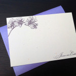 A modern, contemporary, orchid inspired custom wedding thank you note.
