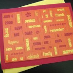 A whimsical, luau inspired custom word magnet wedding save the date.