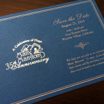 A unique custom save the date for the 35th Many Mansions non-profit event, Bowls of Hope.