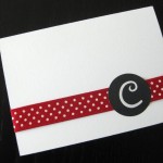 A custom modern Minnie Mouse inspired birthday party thank you note.