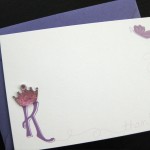A whimsical, pink and purple custom fairy princess themed birthday party thank you note.
