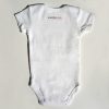 Backside of A Quarantine and Chill Baby custom simplewear baby bodysuit displaying the simplewear logo.