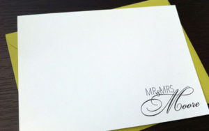 Personalized Mr. & Mrs. blank note card with envelope.