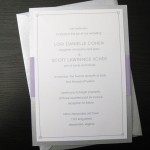A minimalist, purple and silver custom wedding invitation set.